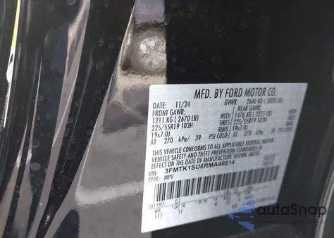 2024 Ford Mustang Mach-E Select z USA, uszkodzony, nr VIN 3FMTK1SU6RMA46614